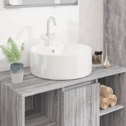 vidaXL Lavatório redondo 40x14,5 cm cerâmica branco