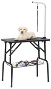 vidaXL Mesa de grooming ajustável para cães com 1 laço e cesto