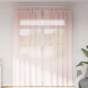 vidaXL Cortinas de voile com bolsos para varão 2 pcs rosa-claro