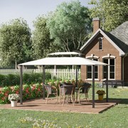 Teto de Substituição 4x3m para Pérgola de Jardim 2 Níveis Respirável com 8 Orifícios de Drenagem Cobertura Superior de Substituição para Pérgola Exter