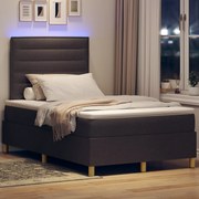 Cama Box com Colchão &amp; LED Castanho Escuro 120x190 cm Tecido