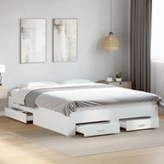 vidaXL Estrutura de cama c/ gavetas 140x200cm derivados madeira branco