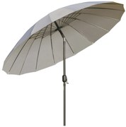 Outsunny Sombrinha Jardim Ø2,5x2,4m Manivela Haste Flexível Impermeável Proteção UV 18 Varetas Resistente Exterior Cinza | Aosom Portugal
