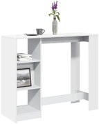 vidaXL Mesa de bar com prateleiras derivados de madeira branco