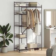 vidaXL Guarda-roupa Aberto com prateleira Preto 101 x 43 x 188 cm Aço