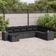 vidaXL 8 pcs conjunto sofás de jardim com almofadões vime PE preto