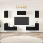 vidaXL Conjunto de móvel de TV 7 pcs Carvalho preto Madeira processada