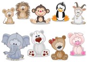 Adesivo de parede infantil - Animais coloridos