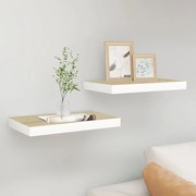 Prateleiras de parede 2 pcs 50x23x3,8 cm MDF carvalho e branco