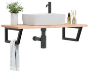 vidaXL Prateleira de parede p/ lavatório aço/madeira de faia maciça