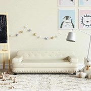 vidaXL Sofá infantil 90x53x30 cm couro artificial cor creme