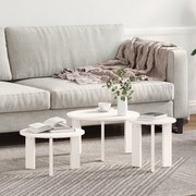 vidaXL Conjunto de Mesas de Café 3 pcs Branco 47.5 x 47.5 x 27 cm
