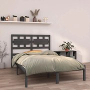 Estrutura de cama dupla pequena 120x190 cm madeira maciça cinza