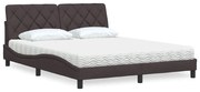 vidaXL Cama com colchão 160x200 cm tecido castanho-escuro