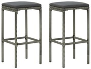 vidaXL Bancos de bar com almofadões 2 pcs vime PE cinzento