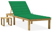 vidaXL Espreguiçadeira de jardim com mesa e almofadão pinho impregnado