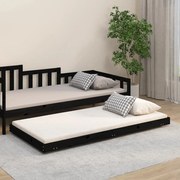 vidaXL Estrutura de cama 75x190 cm madeira de pinho maciça preto