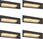 Conjunto de 6 luzes de parede embutidas modernas pretas 28cm incl. LED IP65 - Mert
