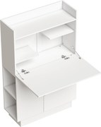 HOMCOM Secretária de computador dobrável, mesa de computador com tampo rebatível, prateleiras e armário, 80x30x128cm, branco | Aosom Portugal
