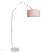 Candeeiro de pé moderno dourado com abajur de veludo rosa 50 cm - Editor Moderno