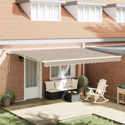 vidaXL Toldo Retrátil Bege 450 × 300 cm Tecido, Metal