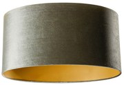 Abajur de Veludo Verde com Interior Dourado Oval 50/33/25