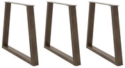vidaXL Pés para mesa de jantar em formato de V, 3 peças, aço natural, 80x(72-73,3) cm, aço