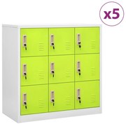 Cacifos 5 pcs 90x45x92,5 cm aço cinzento-claro e verde