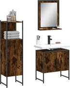 vidaXL 3 pcs conjunto móveis WC derivados de madeira carvalho fumado
