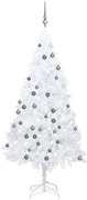 vidaXL Árvore Natal artificial pré-iluminada c/ bolas 150cm PVC branco