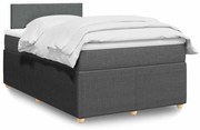 vidaXL Cama com molas/colchão 120x200 cm tecido cinzento-escuro