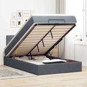 vidaXL Estrutura de cama otomana com colchão cinza escuro veludo
