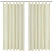 Cortinas de cetim com presilhas, 2 pcs, 140 x 245 cm, creme