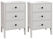 HOMCOM Conjunto de 2 Mesas de Cabeceira Mesas Auxiliares 3 Gavetas para Quarto em Madeira 40x30x64 cm Branco | Aosom Portugal