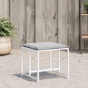 vidaXL Bancos de jardim c/ almofadões 4 pcs aço e textilene branco