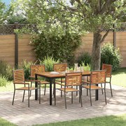 Conjunto de Jantar de Jardim vidaXL 7 Peças Cinza Poli Rattan Acácia