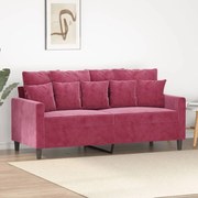 vidaXL Sofá de 2 lugares veludo 140 cm vermelho tinto
