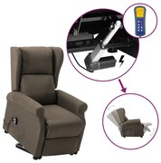 vidaXL Poltrona elevatória tecido cinzento-acastanhado