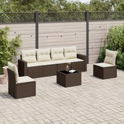 vidaXL 7 pcs conjunto de sofás jardim c/ almofadões vime PE castanho
