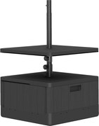 Outsunny Base para Chapéu de Sol Exterior 3 em 1 Mesa Auxiliar Ajustável Vaso Recarregável com Areia 80 kg Preto | Aosom Portugal