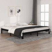 vidaXL Estrutura de cama 200x200 cm pinho maciço preto