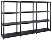 vidaXL Unidade com 4 prateleiras 183x30,5x130 cm plástico preto