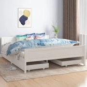 Estrutura de cama com 4 gavetas 160x200 cm pinho maciço branco