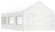 vidaXL Gazebo com telhado 6,69x4,08x3,22 m polietileno branco