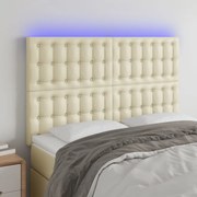 vidaXL Cabeceira cama c/ LED 144x5x118/128 cm couro artificial crème