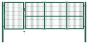 vidaXL Portão p/ cerca de jardim com postes 350x100 cm aço verde