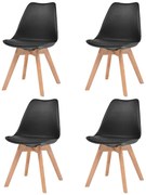 vidaXL Cadeiras de jantar 4 pcs plástico preto