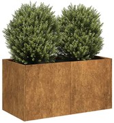vidaXL Floreira enferrujada 80x40x40 cm aço resistente
