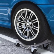 Conjunto de 4 plataformas de aço com capacidade de 2720 kg com rodas transversais para movimentação de carros