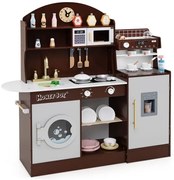 Conjunto de cozinha infantil de madeira com cafeteiras e acessórios - branco